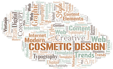 Cosmetic Design word cloud. Wordcloud made with text only.
