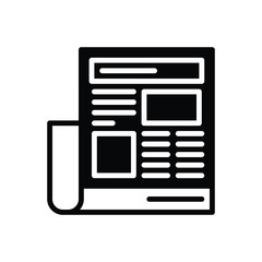 Black solid icon for newspaper ads