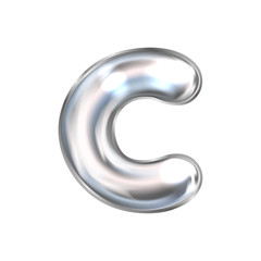 Silver perl foil balloon, inflated alphabet symbol C