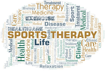 Sports Therapy word cloud. Wordcloud made with text only.