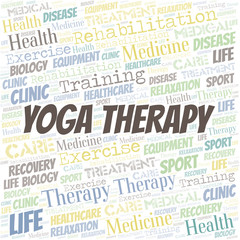 Yoga Therapy word cloud. Wordcloud made with text only.