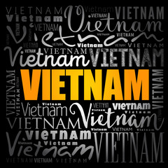 Vietnam wallpaper word cloud, travel concept background