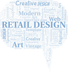 Retail Design word cloud. Wordcloud made with text only.