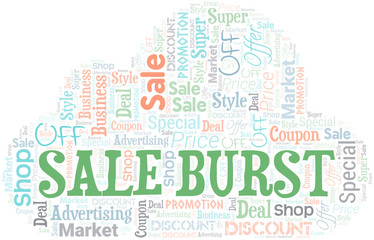 Sale Burst Word Cloud. Wordcloud Made With Text.