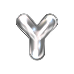 Silver perl foil balloon, inflated alphabet symbol Y