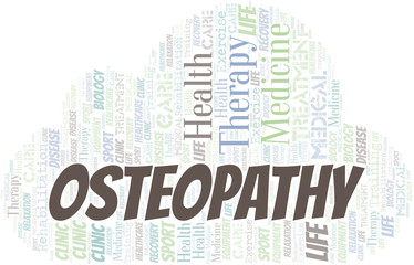 Osteopathy word cloud. Wordcloud made with text only.