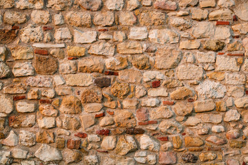 Old stone wall used as a background, Stone background pattern 