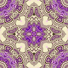 Abstract fractal bandana print. Square pattern design for pillow, carpet, rug, fabrics. Mandala design for silk neck scarf, kerchief, shawl, pattern