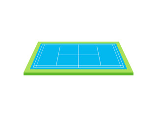 Tennis court. View from above. Vector illustration on white background.