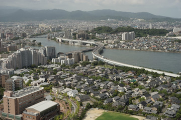 aerial view of Fukuoka