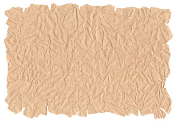 Old paper isolated on white background. Recycled paper,crumpled paper,unfolded piece paper.
