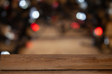 table with blurred bokeh colorful background