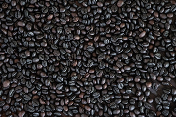 black coffee bean for background, Strong roast. Arabica coffee.