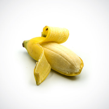 Peel the banana isolated on the white background.