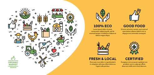 Obraz premium Vector Farmers Market Icon Banner