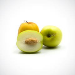 Fresh jujube green orange isolated on the white background