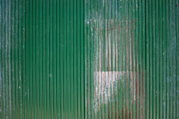 Texture of old green zinc surface galvanized rust from the fence for background