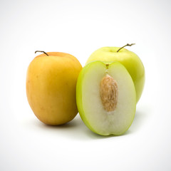 Fresh jujube green orange isolated on the white background