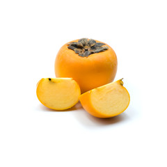 Ripe persimmon isolated on the white background.