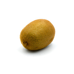 Ripe whole kiwi fruit and half kiwi fruit isolated on the white background.