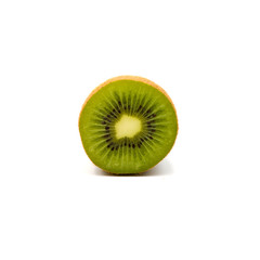 Ripe whole kiwi fruit and half kiwi fruit isolated on the white background.