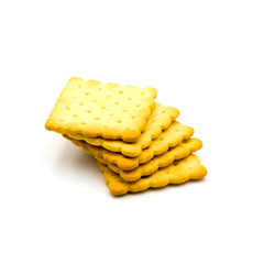  stack of crackers  Isolated on the white background