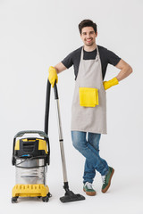 Full length of a handsome brunette houseman