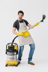 Full length of a handsome brunette houseman