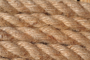 Rough texture of jute rope close-up 