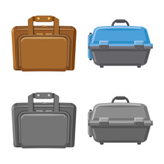 Vector illustration of suitcase and baggage symbol. Set of suitcase and journey stock symbol for web.