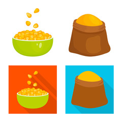 Vector design of cornfield and vegetable icon. Collection of cornfield and vegetarian stock symbol for web.