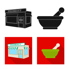 Vector illustration of retail and healthcare logo. Collection of retail and wellness stock symbol for web.