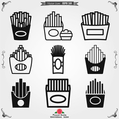 French fries icon. Vector logo, illustration, sign symbol for design