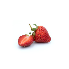 Organic strawberries Fresh  Isolated on the white background.