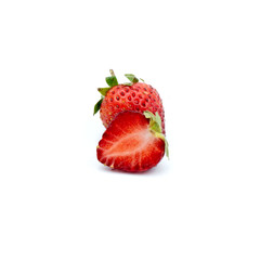 Organic strawberries Fresh  Isolated on the white background.