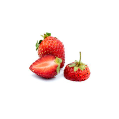 Organic strawberries Fresh  Isolated on the white background.