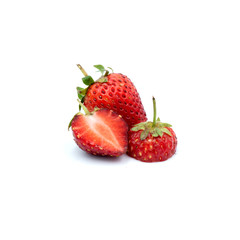 Organic strawberries Fresh  Isolated on the white background.