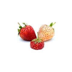 Organic strawberries Fresh  Isolated on the white background.