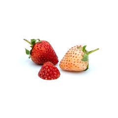 Organic strawberries Fresh  Isolated on the white background.