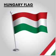National flag of HUNGARY on a pole