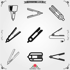 Hair straighten icon. Female accessories icons for mobile concept and logo