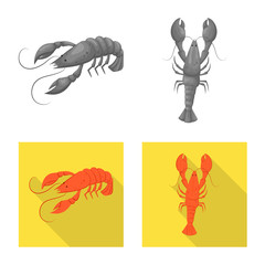 Obraz premium Isolated object of appetizer and ocean icon. Set of appetizer and delicacy vector icon for stock.