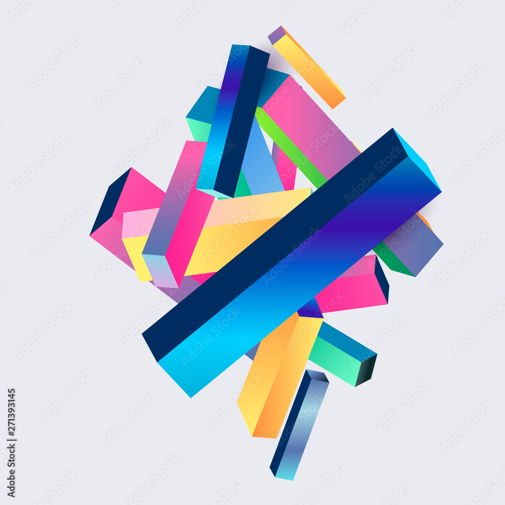 Poster Abstract colorful geometric background with square shapes. Vector illustration