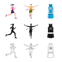 Isolated object of sport  and winner icon. Set of sport  and fitness  stock symbol for web.