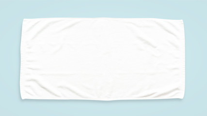 White cotton towel mock up template fabric wiper isolated on blue background with clipping path,...
