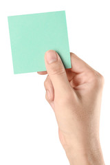 Hand hold virtual business card, credit card or blank paper