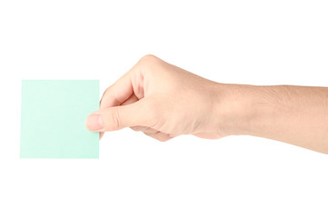 Obraz premium Hand hold virtual business card, credit card or blank paper