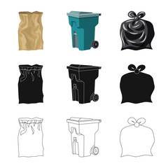Vector illustration of dump  and sort logo. Set of dump  and junk stock symbol for web.