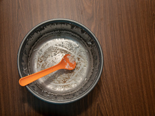 Old electric rice cooker with ladle