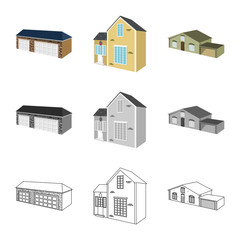 Vector illustration of facade and housing symbol. Collection of facade and infrastructure vector icon for stock.